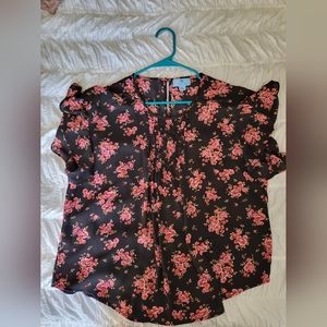 Lightweight black and pink blouse